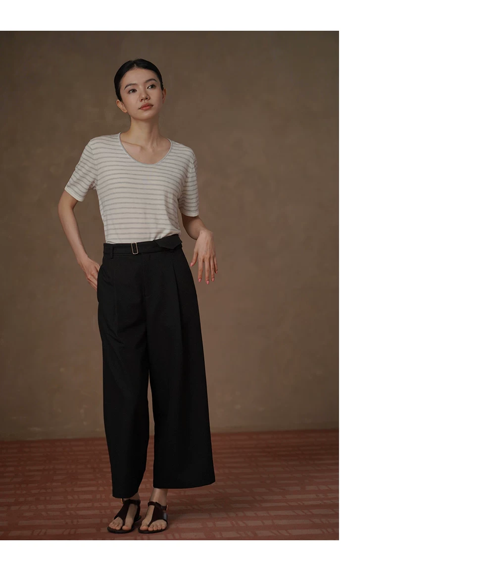 顯瘦亟需不挑人俐落簡約寬鬆高腰袋蓋通勤八分寬褲女,顯瘦亟需不挑人俐落簡約寬鬆高腰袋蓋通勤八分寬褲女,HBFS3025,顯瘦亟需不挑人俐落簡約寬鬆高腰袋蓋通勤八分寬褲女,親膚耐洗,調節腰圍