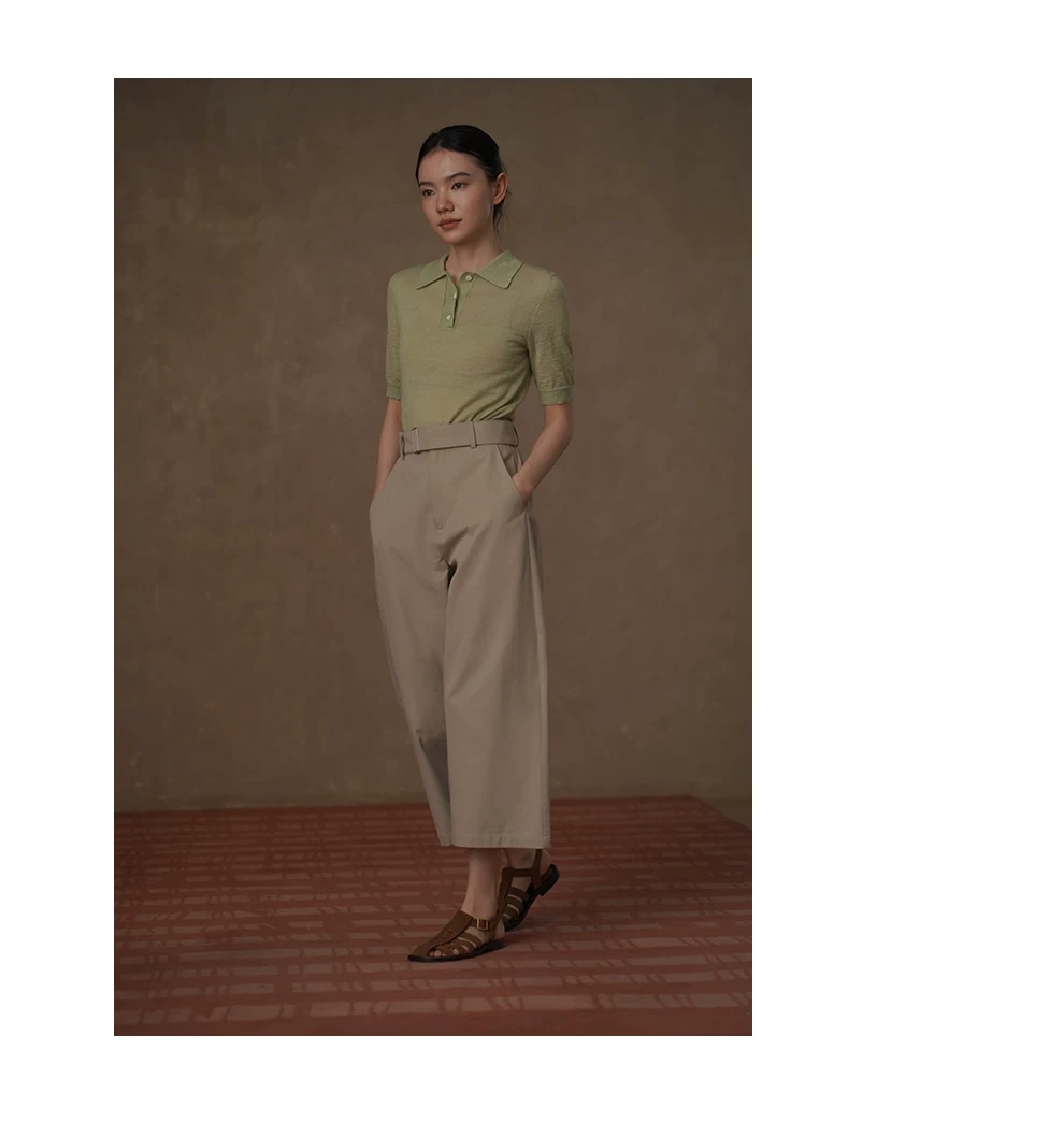 休閒棉感腰帶寬鬆褲腿立體打褶顯瘦高腰百搭直筒八分褲,休閒棉感腰帶寬鬆褲腿立體打褶顯瘦高腰百搭直筒八分褲,HBFS3027,休閒棉感腰帶寬鬆褲腿立體打褶顯瘦高腰百搭直筒八分褲,高腰透氣,版型修飾