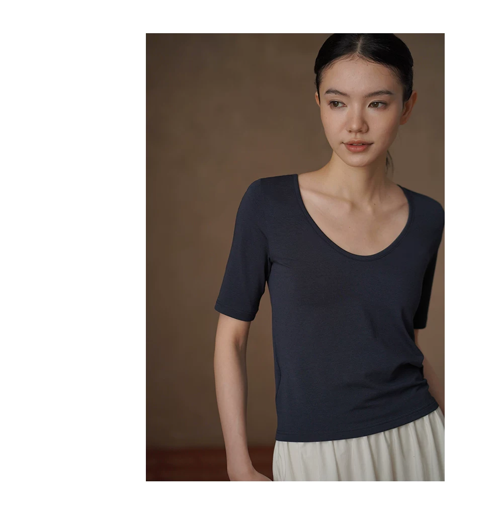 芭蕾練習室兩面穿U領氣質T卹彈性透氣中袖顯瘦通勤上衣,芭蕾練習室兩面穿U領氣質T卹彈性透氣中袖顯瘦通勤上衣,HBFS1103,芭蕾練習室兩面穿U領氣質T卹彈性透氣中袖顯瘦通勤上衣,柔軟透氣,日常顯瘦