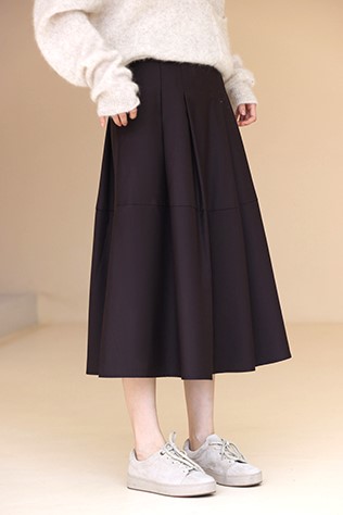 可可壁爐羊毛混紡分割設計A擺梨形顯瘦長裙