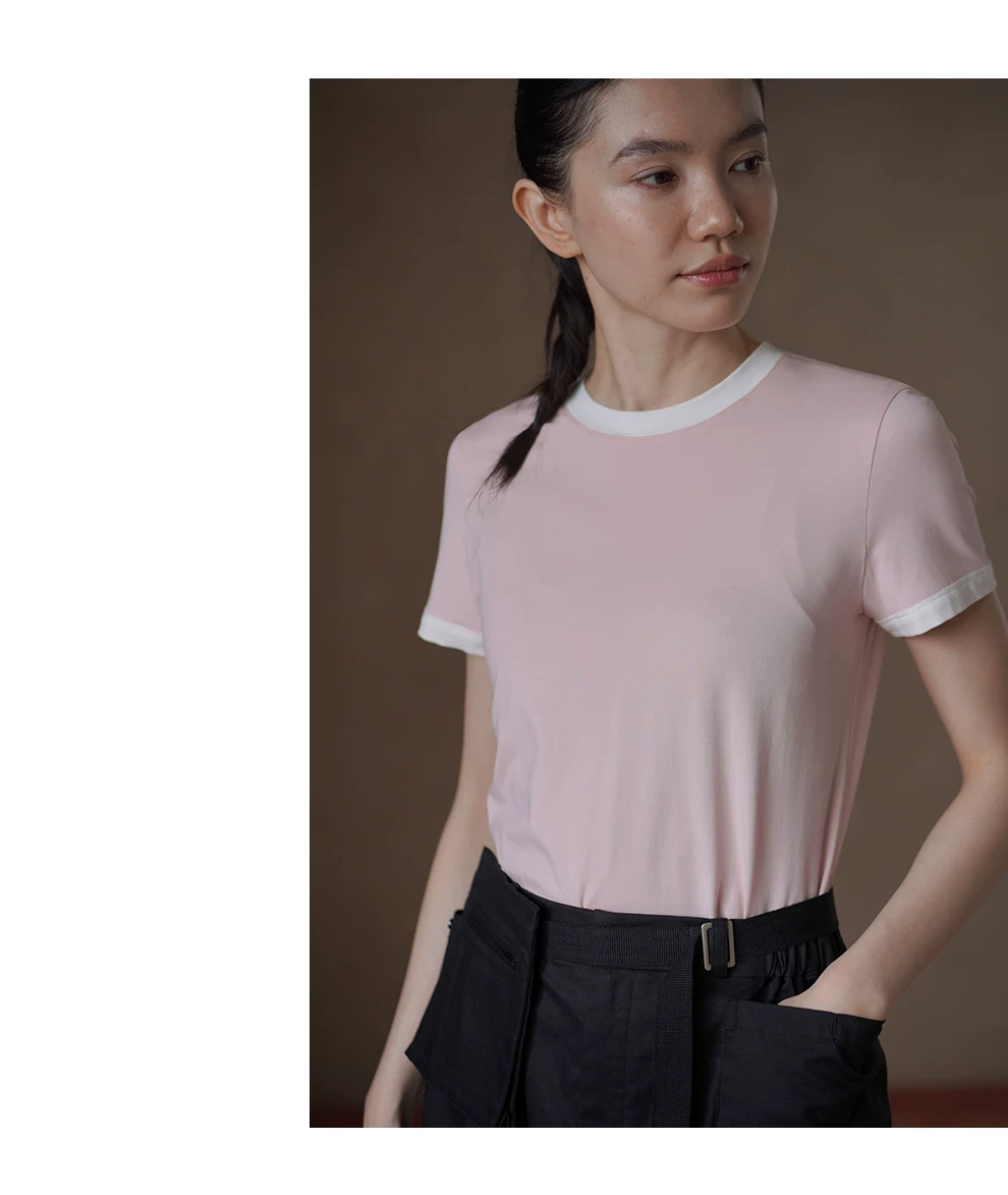 高支莫代爾霧面軟糯撞色領口減齡層次感基礎款短袖T恤女,高支莫代爾霧面軟糯撞色領口減齡層次感基礎款短袖T恤女,HBFS1153,高支莫代爾霧面軟糯撞色領口減齡層次感基礎款短袖T恤女,撞色領口,柔軟透氣