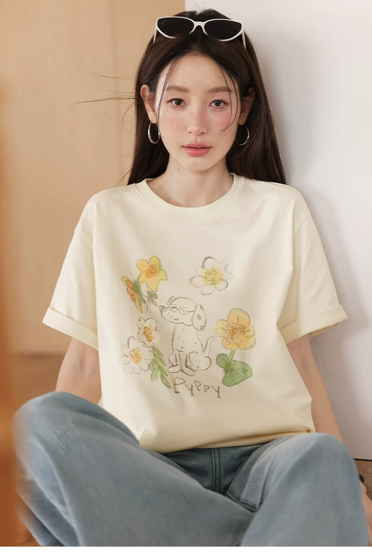 大尺碼胖mm花朵印花短袖T恤女2026新款夏季穿搭寬鬆杏色上衣,大尺碼胖mm花朵印花短袖T恤女2026新款夏季穿搭寬鬆杏色上衣,HBFS1181,大尺碼胖mm花朵印花短袖T恤女2026新款夏季穿搭寬鬆杏色上衣,童趣印花,舒適面料