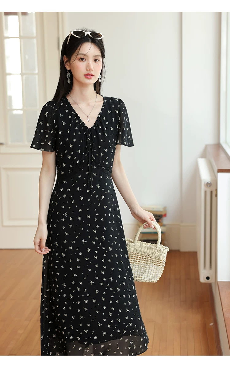 大尺碼V領碎花裙女2026新款短袖雪紡洋裝女夏氣質法式長裙,修身洋裝,大尺碼V領碎花裙女2026新款短袖雪紡洋裝女夏氣質法式長裙,HBFS7102,大尺碼V領碎花裙女2026新款短袖雪紡洋裝女夏氣質法式長裙,中大尺碼
