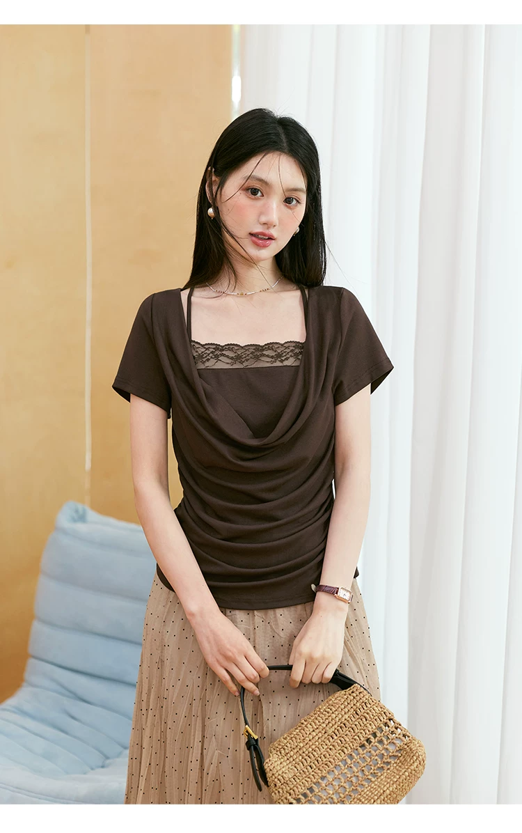 胖mm大尺碼絕美咖色短袖T恤女夏2026新款氣質假兩件蕩領上衣,胖mm大尺碼絕美咖色短袖T恤女夏2026新款氣質假兩件蕩領上衣,HBFS1231,胖mm大尺碼絕美咖色短袖T恤女夏2026新款氣質假兩件蕩領上衣,中大尺碼,蕩領設計