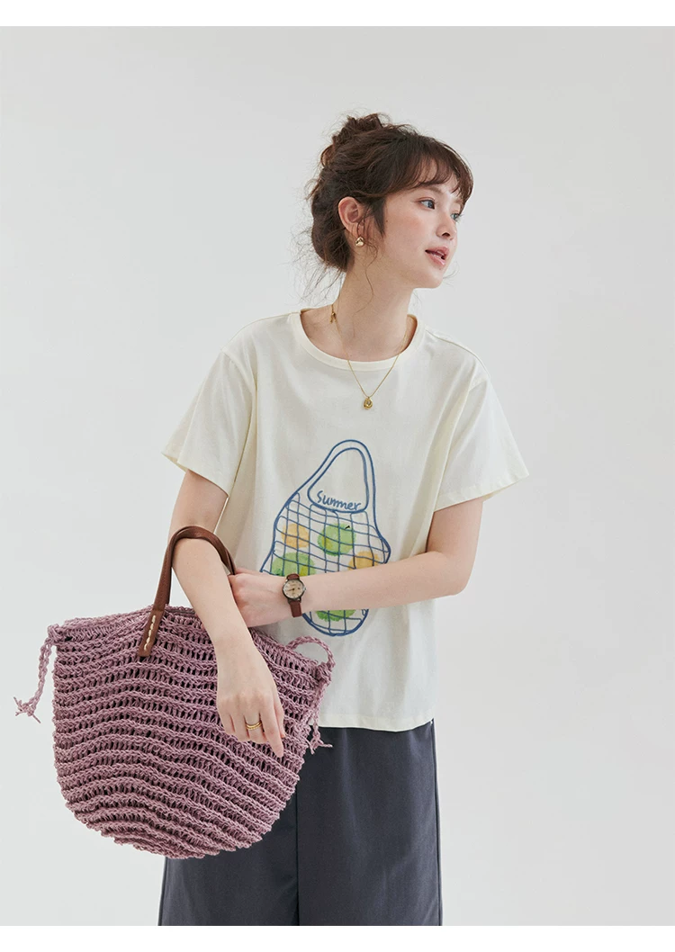 夏日水果印花短袖T恤女夏新款韓系寬鬆圓領上衣,夏日水果印花短袖T恤女夏新款韓系寬鬆圓領上衣,HBFS1258,夏日水果印花短袖T恤女夏新款韓系寬鬆圓領上衣,童趣印花,舒適面料