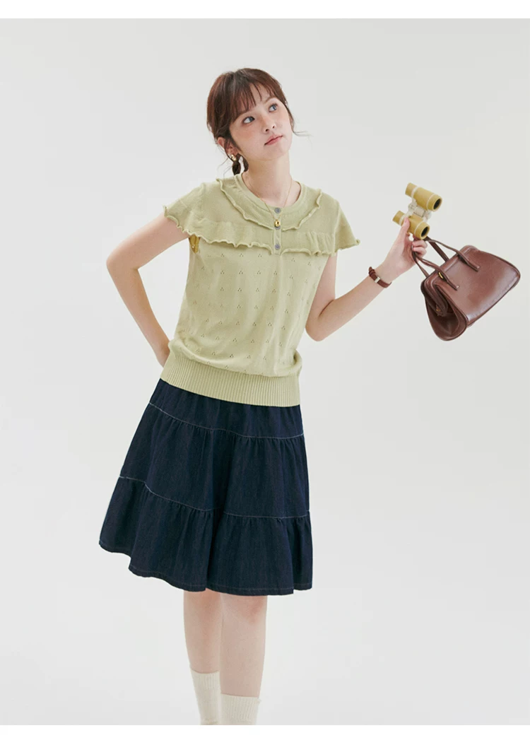 法式花邊短袖鏤空針織衫女夏季新款甜美小眾上衣,法式花邊短袖鏤空針織衫女夏季新款甜美小眾上衣,HBFS1285,法式花邊短袖鏤空針織衫女夏季新款甜美小眾上衣,花邊造型,簍空針織