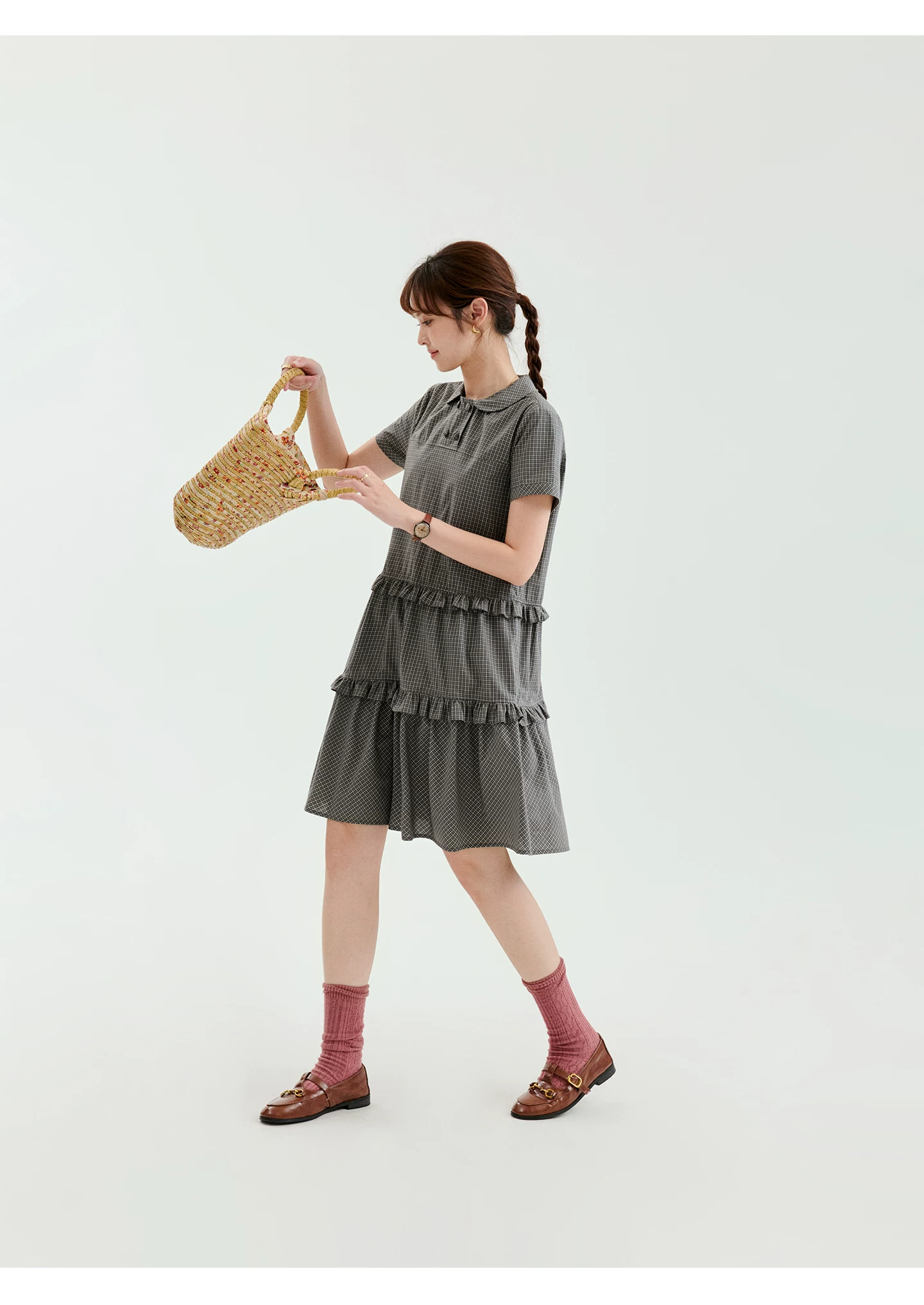 日系格紋娃娃領純棉洋裝女夏季新款花邊短裙子,日系格紋娃娃領純棉洋裝女夏季新款花邊短裙子,HBFS7175,日系格紋娃娃領純棉洋裝女夏季新款花邊短裙子,娃娃領,全棉面料
