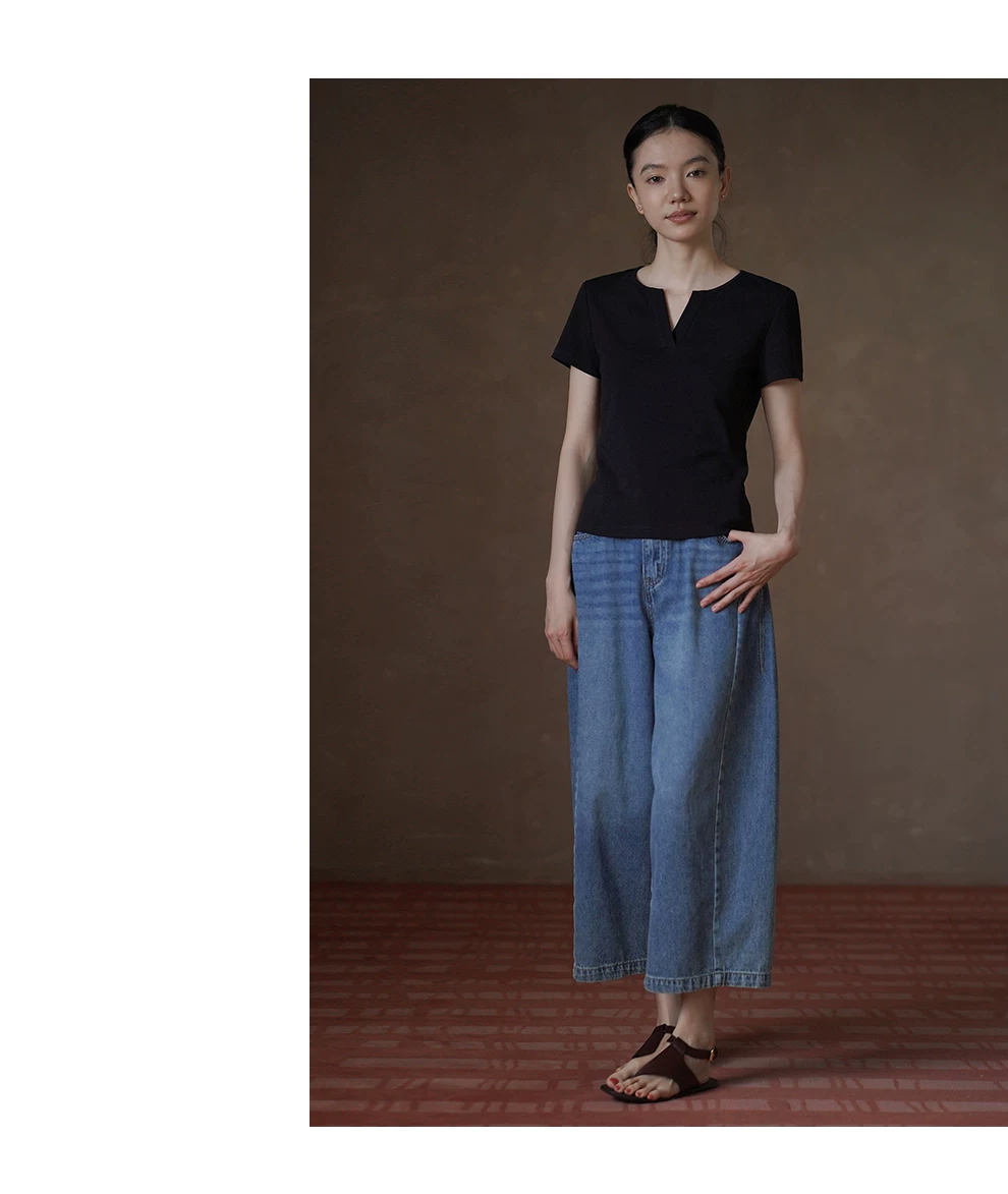彈性緊緻高支棉簡約圓V領正肩基礎款顯瘦短袖通勤T恤女,彈性緊緻高支棉簡約圓V領正肩基礎款顯瘦短袖通勤T恤女,HBFS1372,彈性緊緻高支棉簡約圓V領正肩基礎款顯瘦短袖通勤T恤女,彈性合身,開岔V領