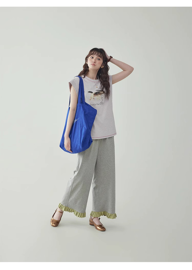 少女感小狗印花無袖純棉t卹女夏季減齡寬鬆上衣