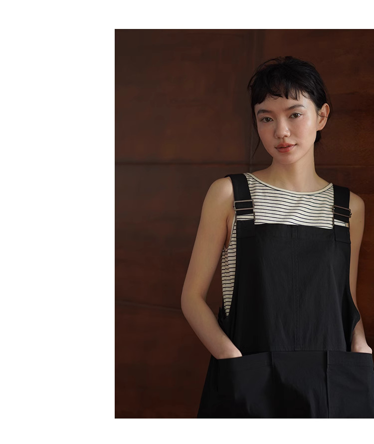 跳蚤市場工裝背帶裙休閒棉感A字寬鬆遮肉疊穿減齡裙女