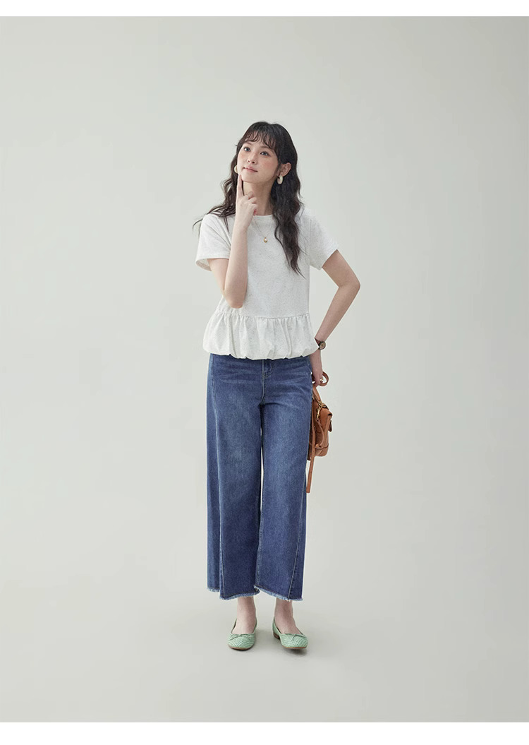 彩點花苞下擺短袖T恤女夏季新款設計感上衣