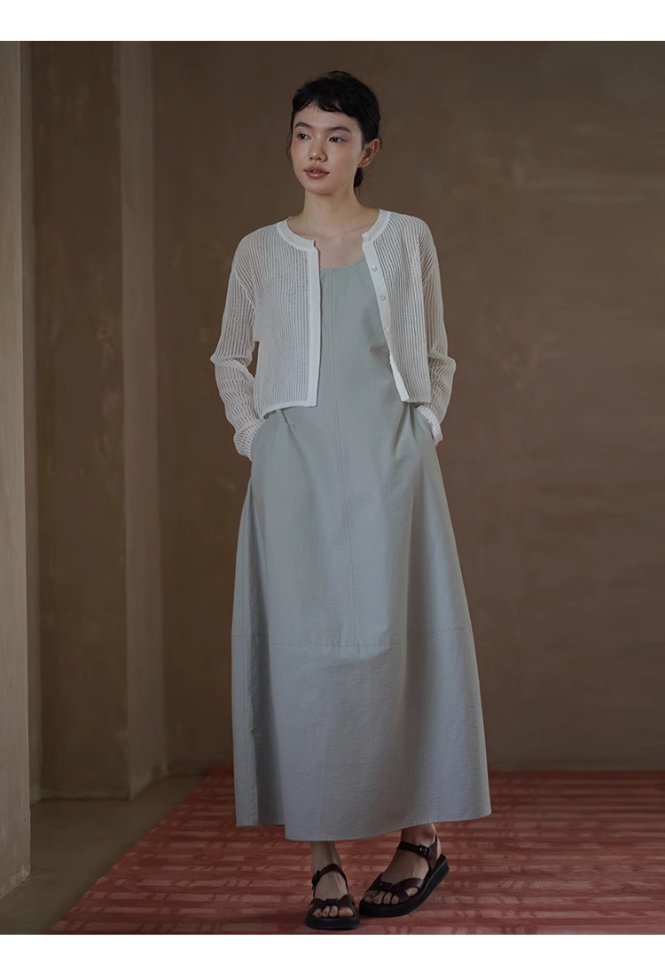 輕盈微風朦朧拉線絞花鏤空針織涼爽冰麻透氣防曬開衫女