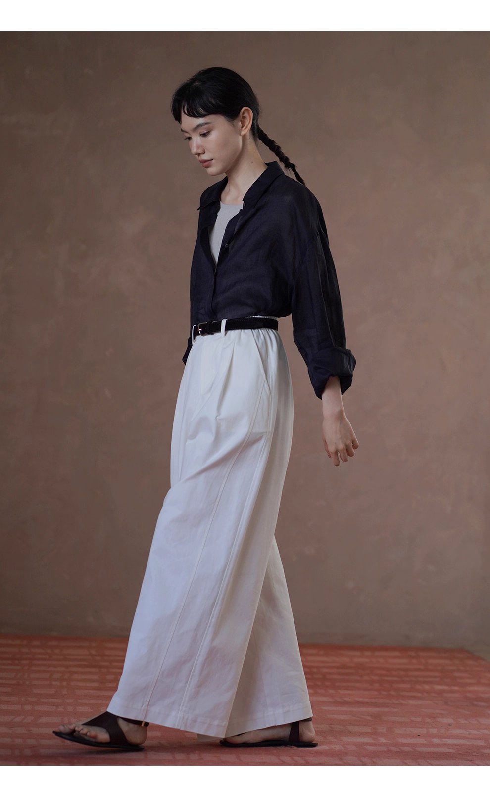 清透微風天然100苧麻襯衫寬鬆顯瘦通勤廓形落肩長袖上衣