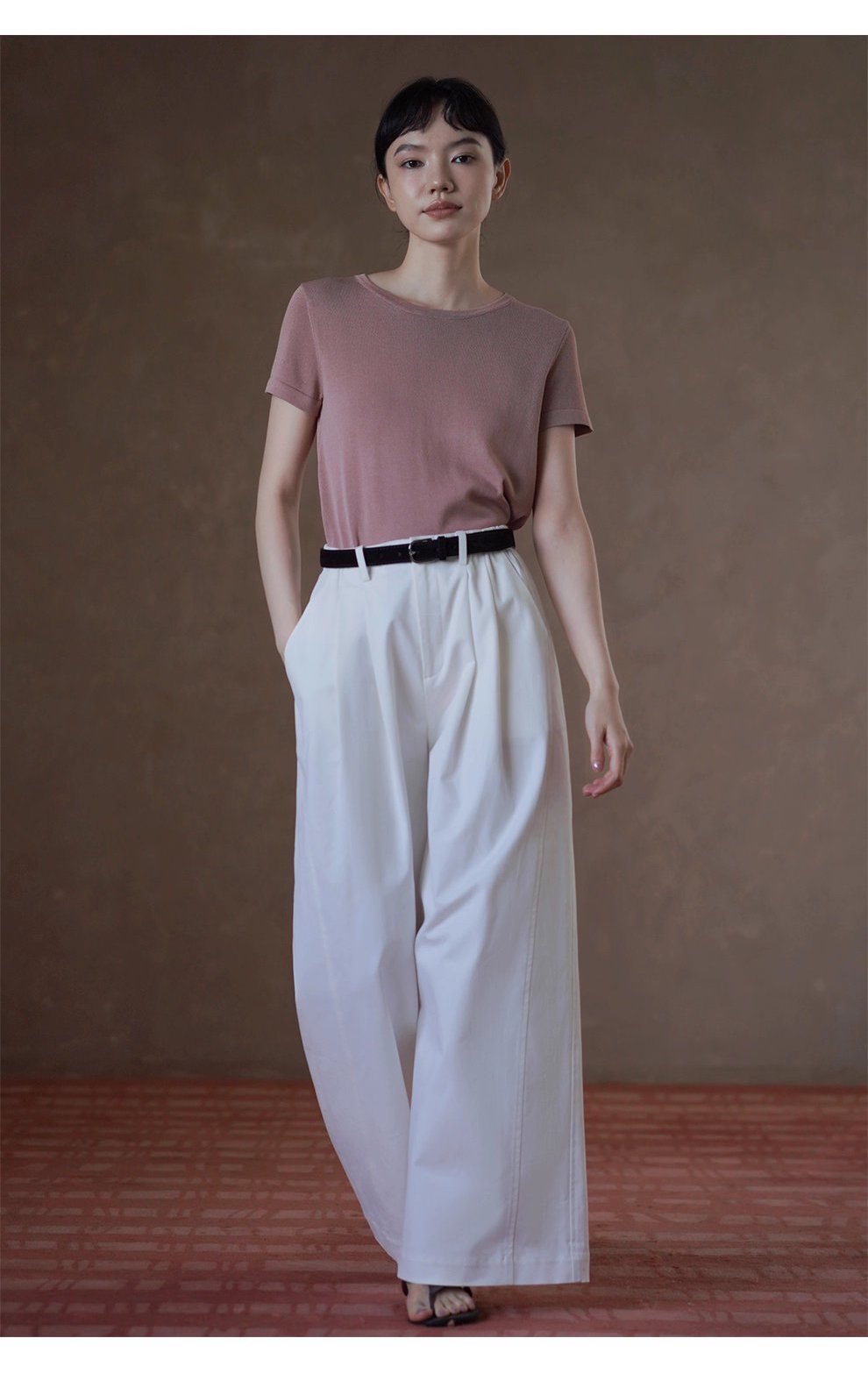 跨季節實用基礎單品分割顯瘦俐落寬鬆版型高腰寬長褲
