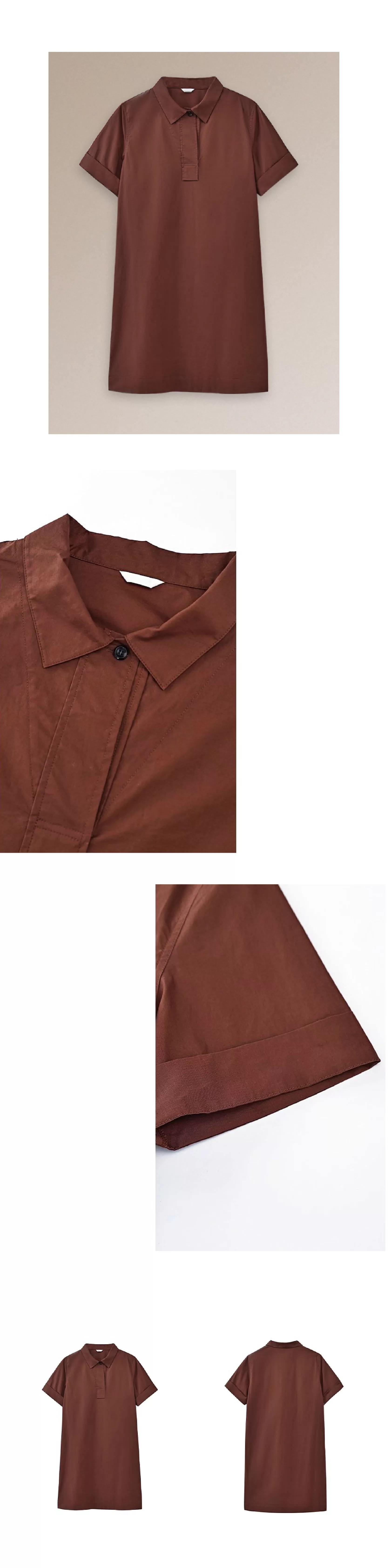 奶柿西達襯衫裙100棉挺括寬鬆顯瘦Polo短袖小個子洋裝