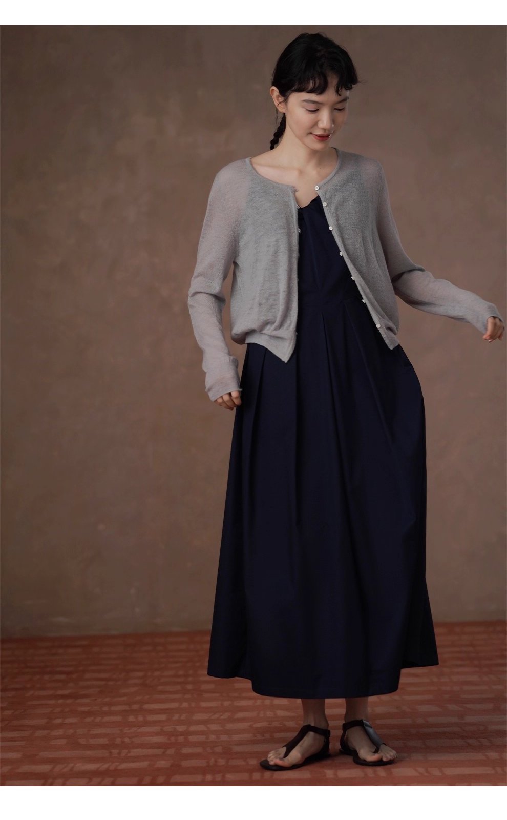 淡香薰衣草針織軟糯細膩綿羊羊駝毛混紡紗線薄款開襟衫