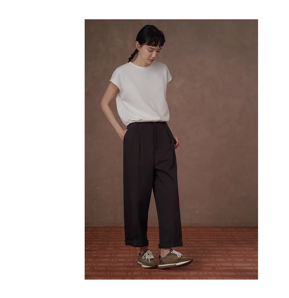 深幽雪松咖長褲寬鬆遮肉高腰顯瘦不挑人挺括100棉闊腿褲