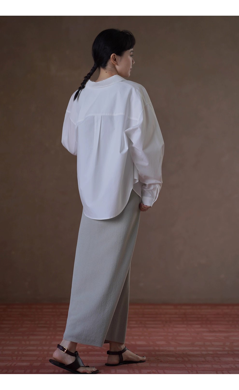 版型王者襯衫萊賽爾棉挺括寬鬆長袖通勤顯瘦翻領上衣女