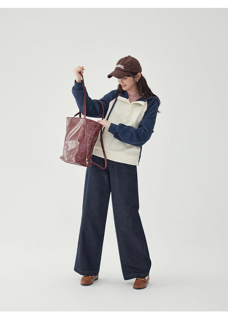 撞色插肩長袖連帽衛衣T恤女25秋季新款減齡上衣