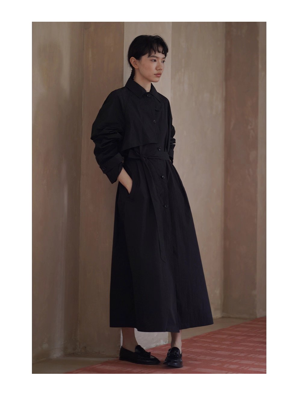 秋日安全感風衣經典基本款寬鬆顯瘦長款通勤簡約外套女