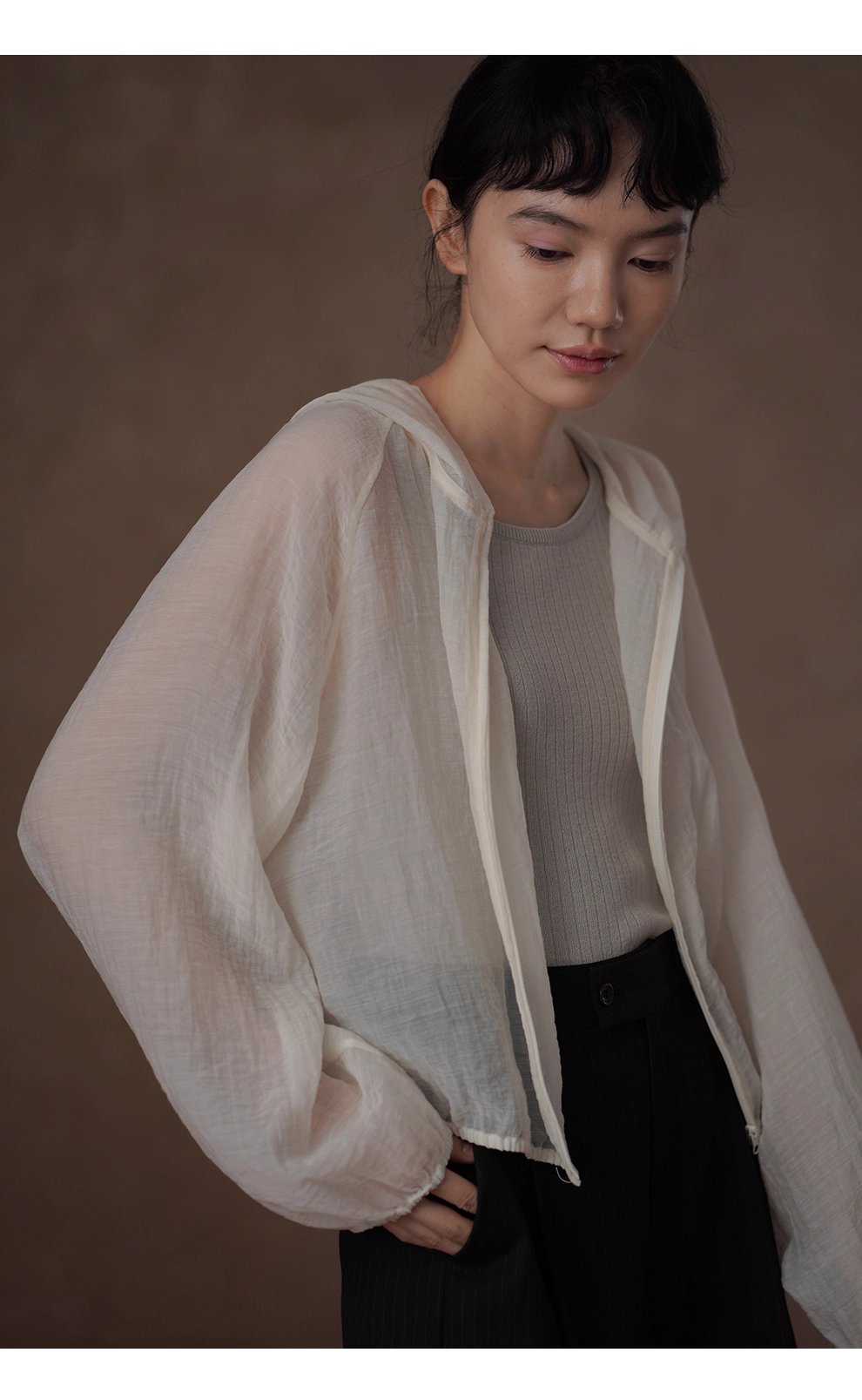 泡沫海洋肌理外套薄款透氣連帽長袖顯瘦休閒寬鬆上衣