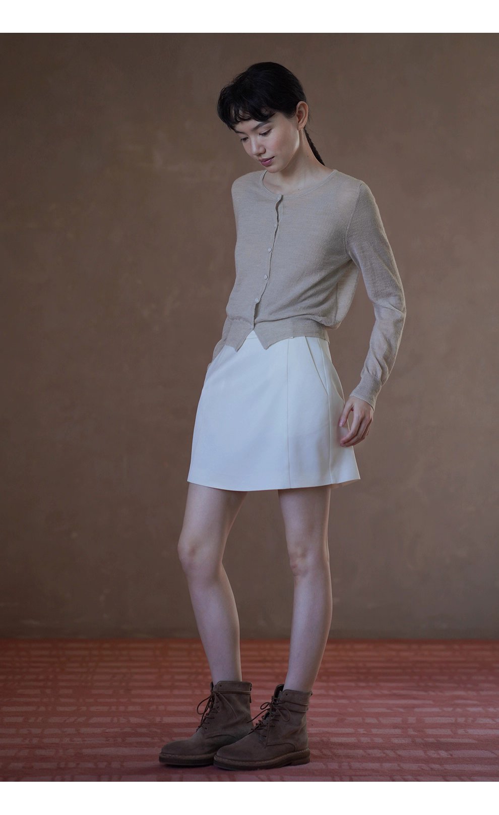 輕柔糯感薄款羊駝綿羊毛混紡蓬鬆朦朧正肩顯瘦針織外套