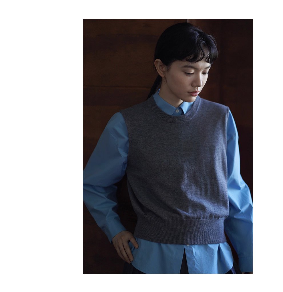 秋冬不可或缺時髦老錢圓領羊毛混紡百搭針織背心女