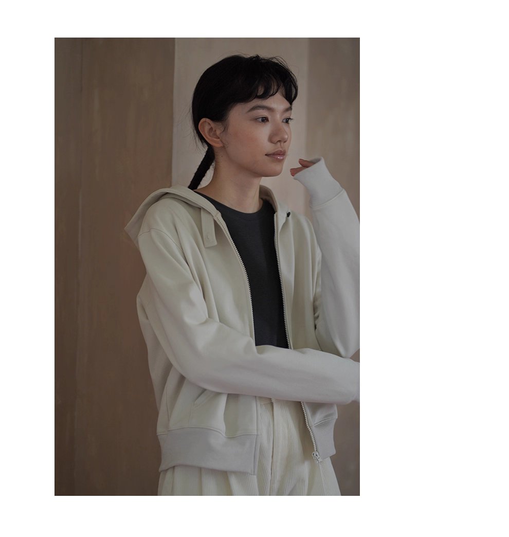 輕鬆休閒高克重親膚100棉針織衛衣布料連帽短版顯瘦外套