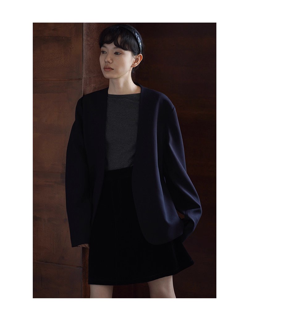 簡約時尚知識分子西裝寬鬆輪廓顯瘦V領高智感氣場外套女