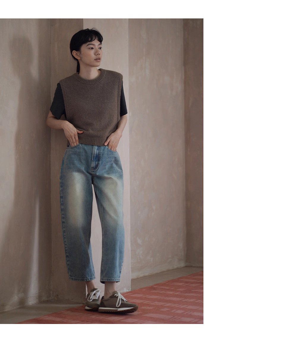 輕柔保暖羊絨羊駝綿羊優質搭配比圓領短版疊穿毛衣背心