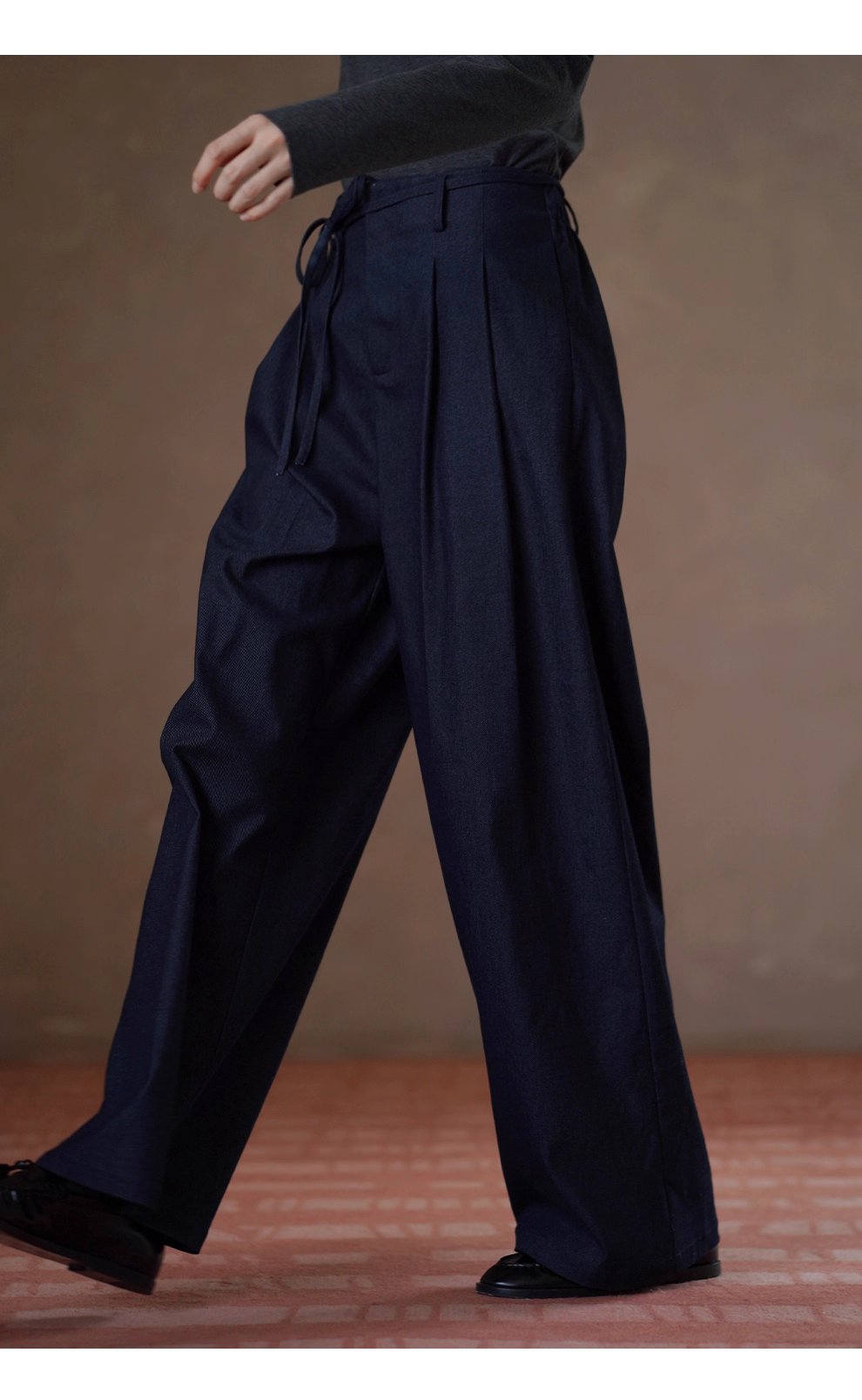 基礎時髦法則不挑人顯瘦版型遮肉寬鬆闊腿高腰牛仔長褲