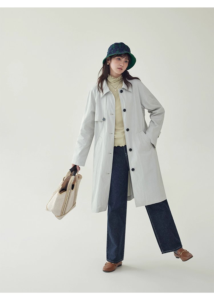 韓系單扣中長款風衣外套女25秋季新款長袖上衣