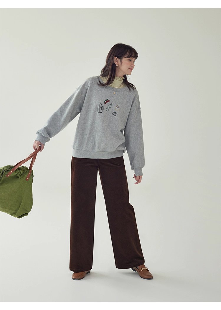 減齡刺繡圓領純棉衛衣女25秋季新款寬鬆長袖上衣