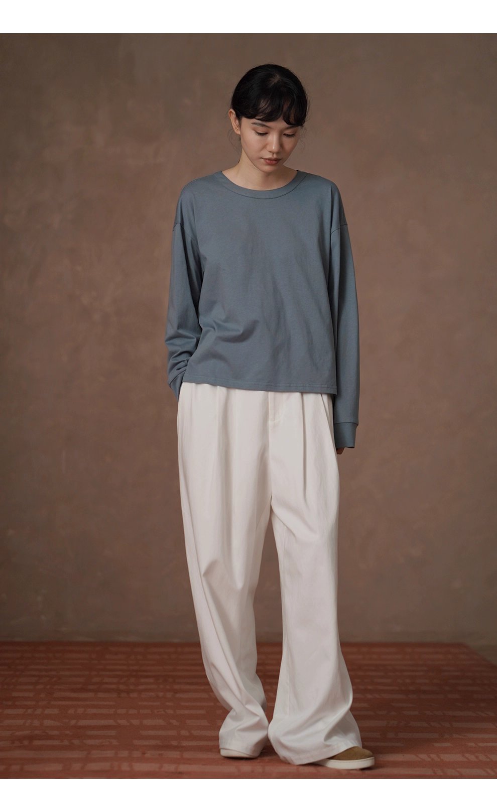 挺闊水洗100棉擦絨手感寬鬆後領口紐扣顯瘦百搭長袖上衣