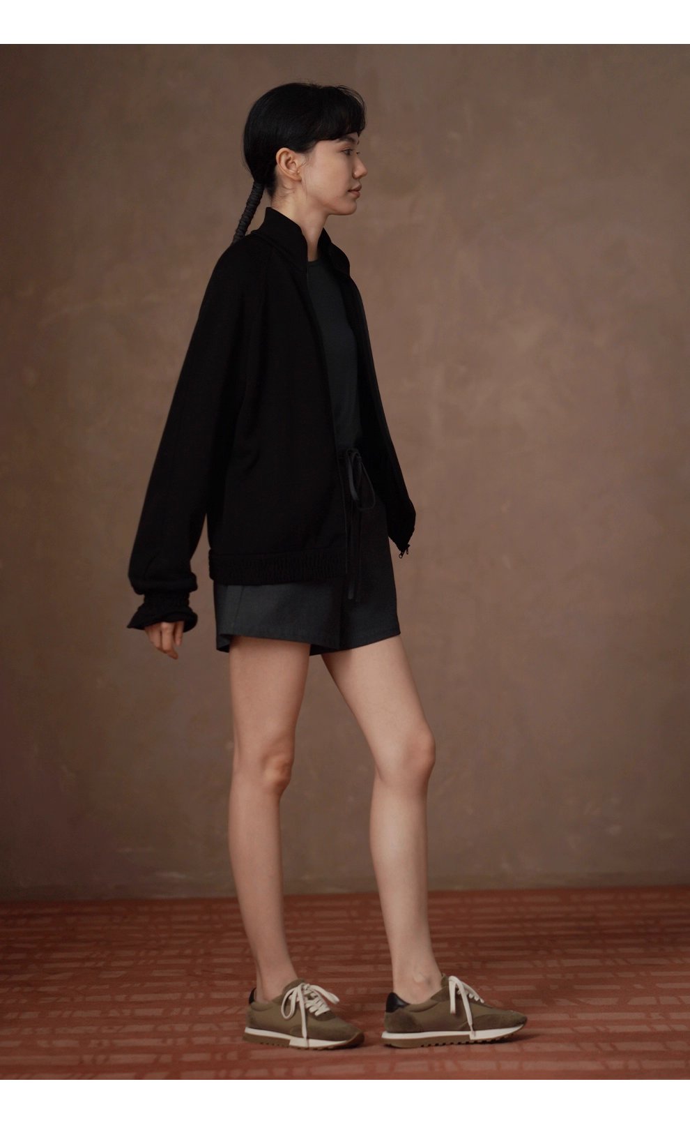 軟糯空氣層垂感寬鬆顯瘦休閒立領外套小眾打攬袖口衛衣