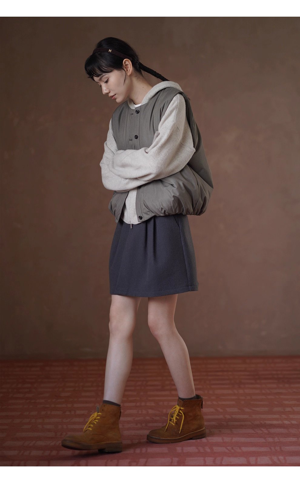 輕量保暖馬甲寬鬆H身型短款疊穿搭檔休閒圓領棉服外套女