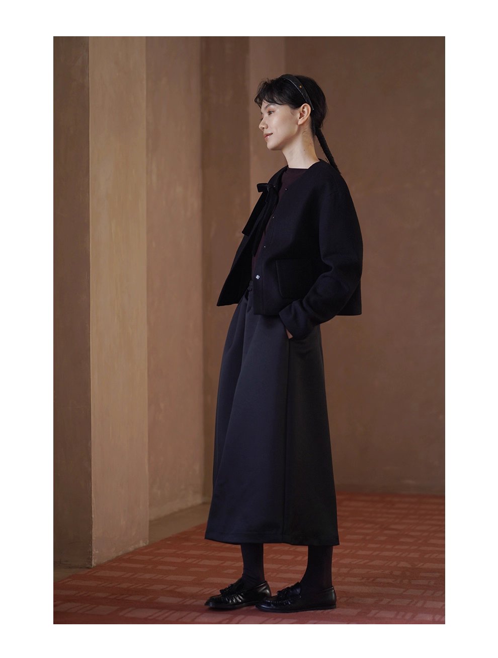 少女祈禱外套可拆式絲絨蝴蝶高含量羊毛短版正肩西裝女