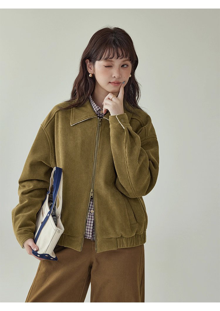 韓系雙頭拉鍊燈芯絨外套女秋季新款長袖夾克上衣,韓系雙頭拉鍊燈芯絨外套女秋季新款長袖夾克上衣,HBEW5072,韓系雙頭拉鍊燈芯絨外套女秋季新款長袖夾克上衣,復古夾克,燈芯絨