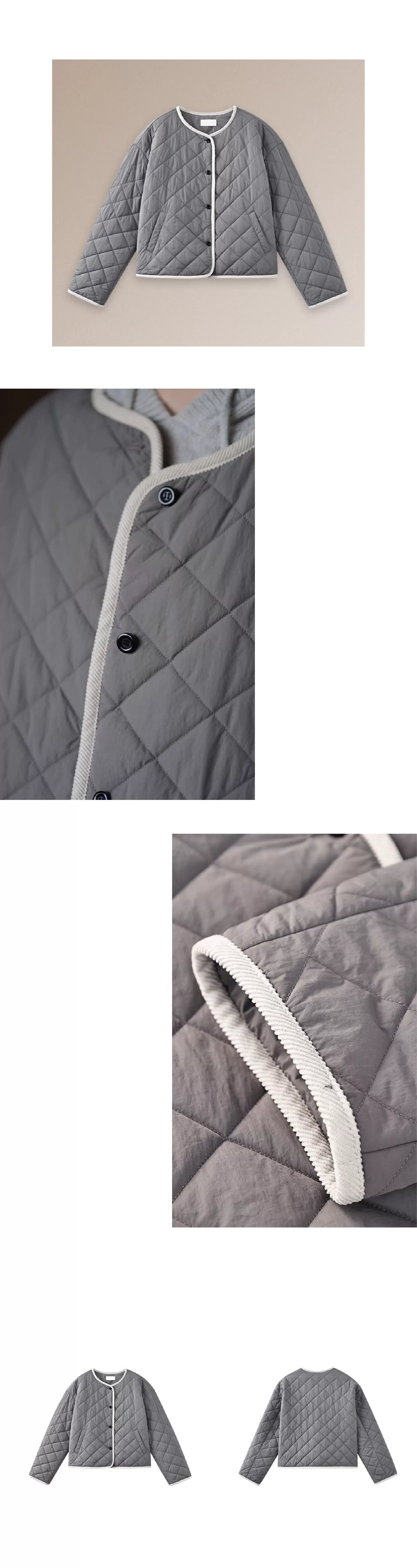 撞色燈芯絨包邊顯瘦菱格絎線寬鬆輪廓顯瘦保暖棉質外套