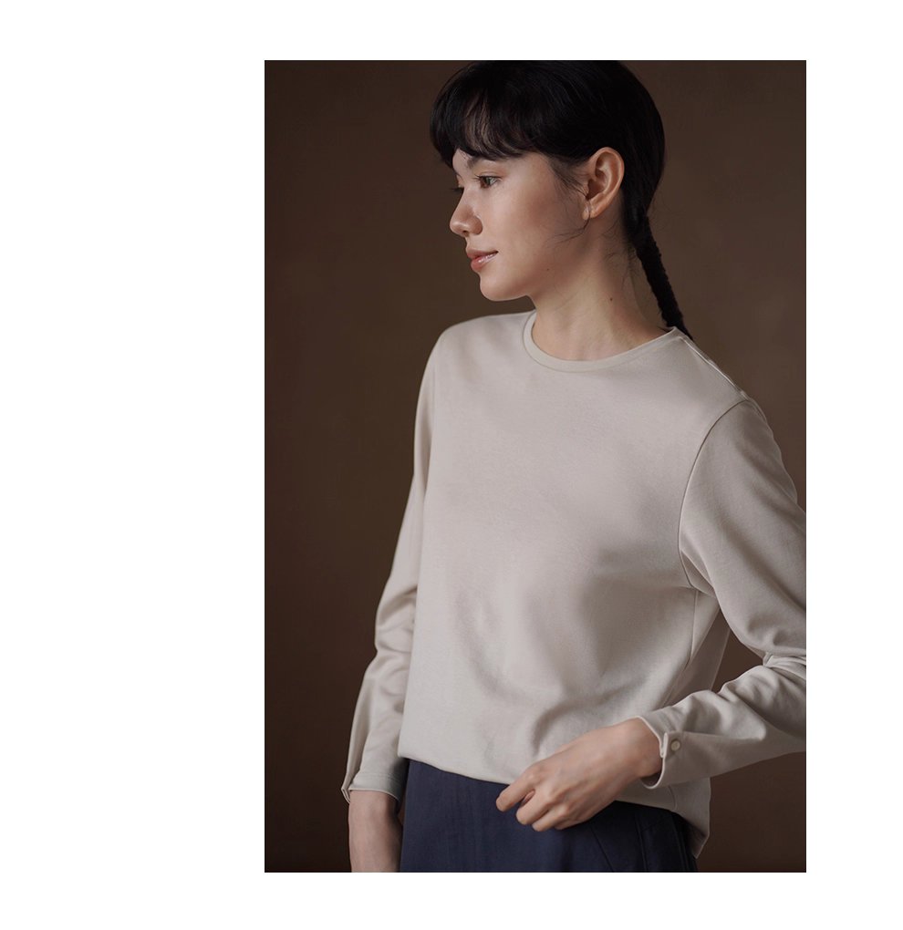 強包容配色基本款內搭可調式連結袖口圓領寬鬆T恤上衣女