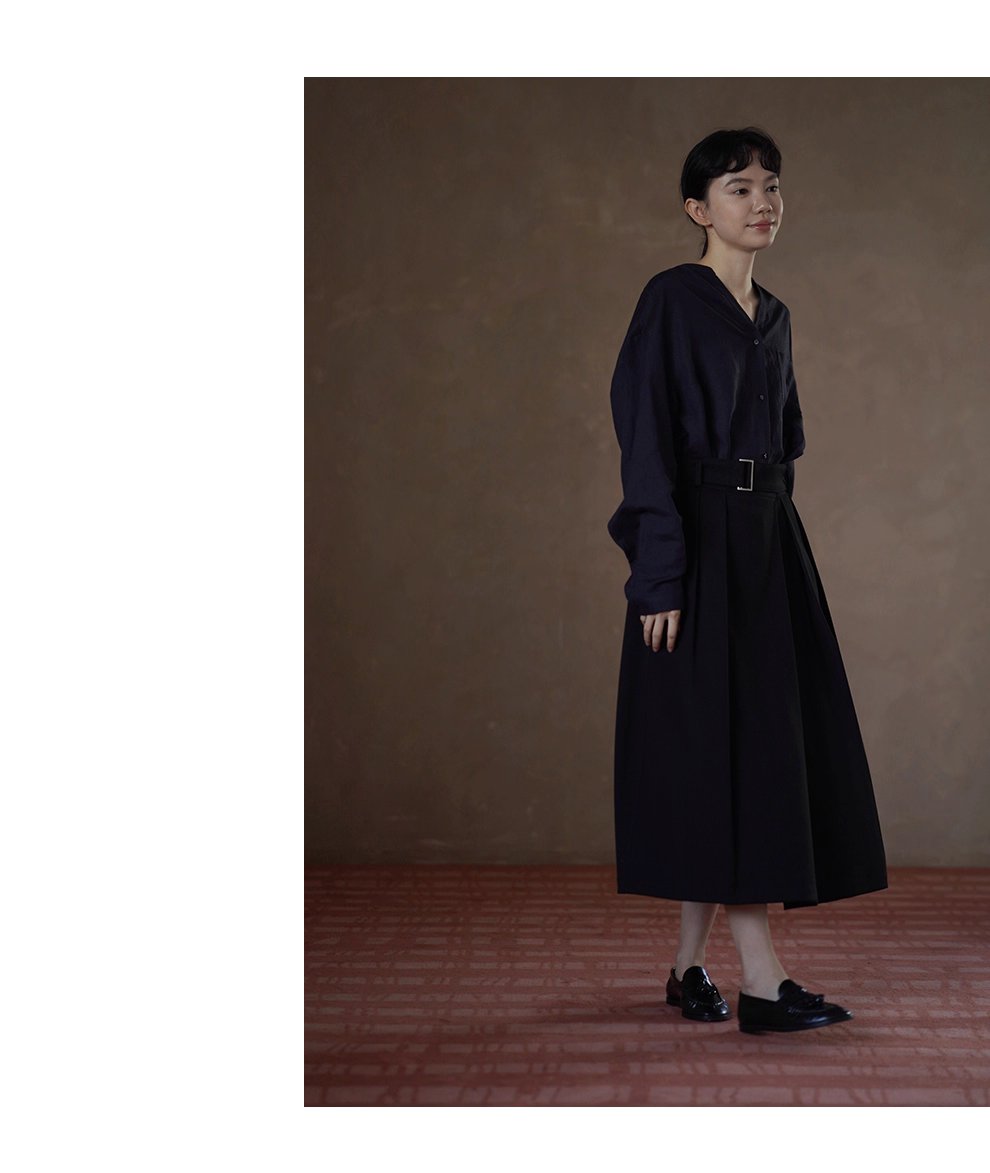 簡約法式高腰中長A字顯瘦通勤不挑人百褶腰帶半身裙女