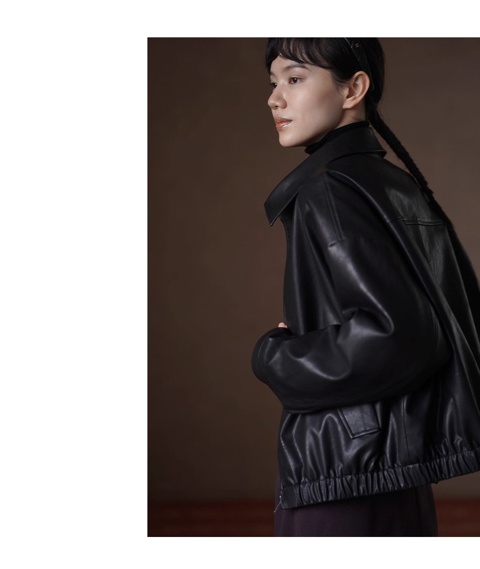 風度溫度並存寬鬆輪廓復古環保夾棉加厚保暖皮衣外套女