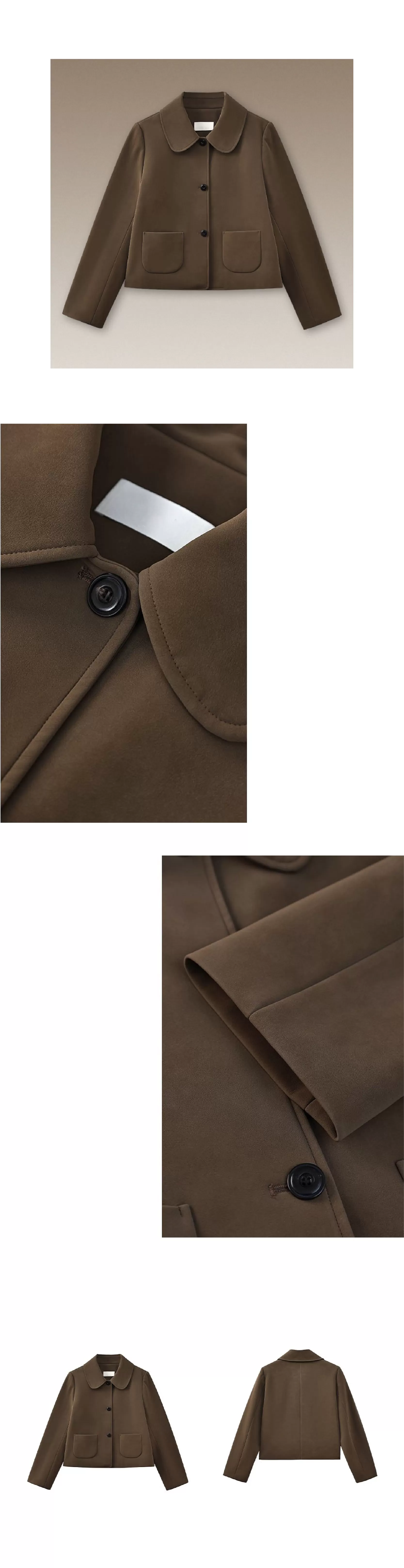 溫暖可露麗風外套磨砂霧面pu短版寬鬆正肩翻領顯瘦夾克