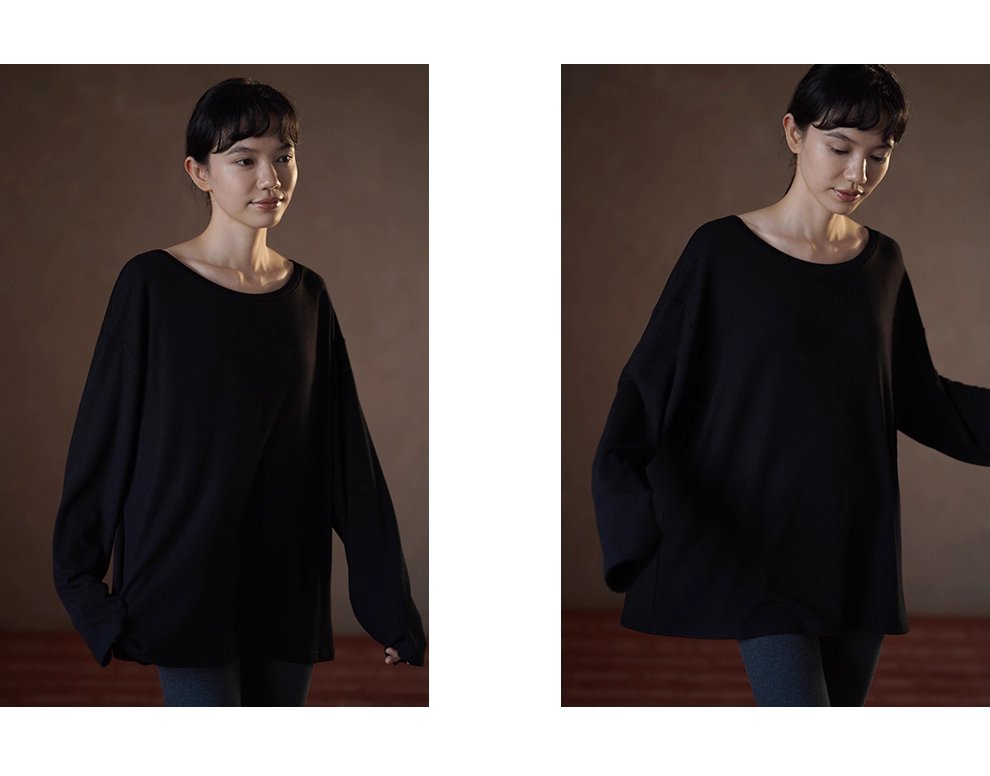 柔軟的慵懶感寬鬆無負擔船領內搭T恤垂感彈性顯瘦上衣女
