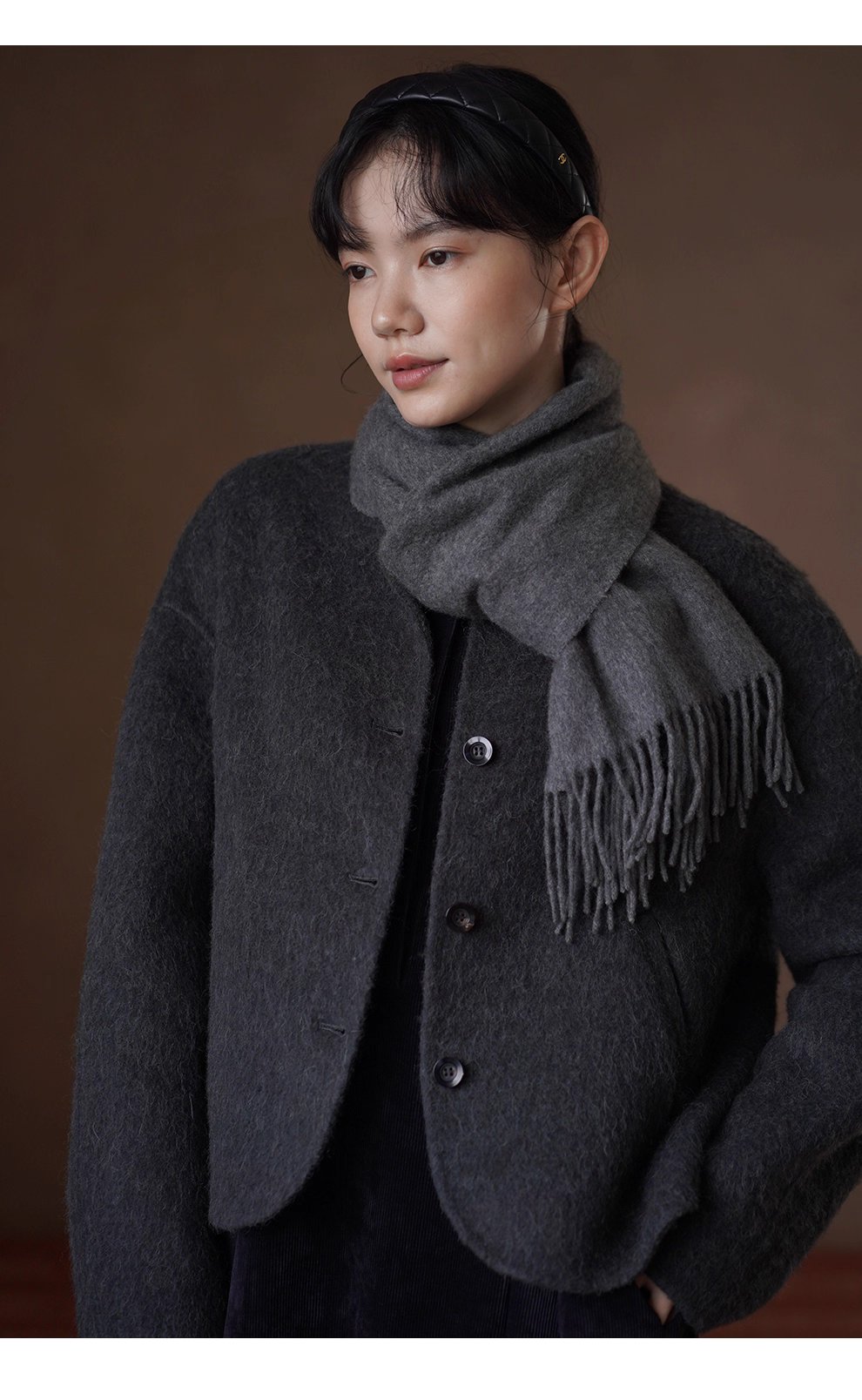 850g羊駝綿羊毛重磅雙面呢絨感寬鬆通勤顯瘦保暖外套女