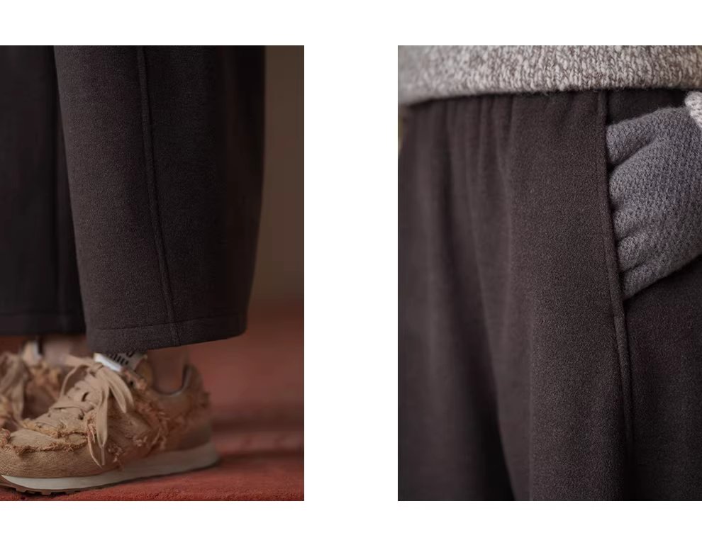 復古香蕉輪廓加厚特舒絨解構斜切分割顯瘦寬鬆毛呢長褲,復古香蕉輪廓加厚特舒絨解構斜切分割顯瘦寬鬆毛呢長褲,HBEW3045,復古香蕉輪廓加厚特舒絨解構斜切分割顯瘦寬鬆毛呢長褲,香蕉褲型,羊毛混紡