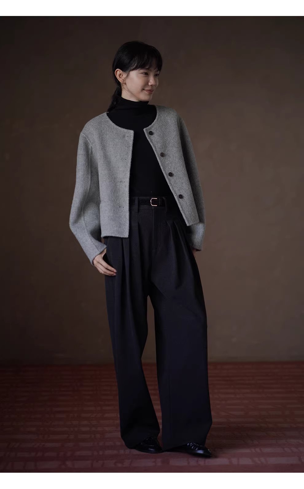 通勤協議毛感呢料寬鬆西裝褲高腰顯瘦直筒不挑人長褲女,通勤協議毛感呢料寬鬆西裝褲高腰顯瘦直筒不挑人長褲女,HBEW3046,通勤協議毛感呢料寬鬆西裝褲高腰顯瘦直筒不挑人長褲女,高腰壓摺,毛呢面料