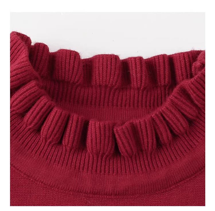 減齡紅色木耳邊雪花針織衫女冬新款內搭長袖上衣,減齡紅色木耳邊雪花針織衫女冬新款內搭長袖上衣,HBEW1152,減齡紅色木耳邊雪花針織衫女冬新款內搭長袖上衣,木耳邊,雪花針織