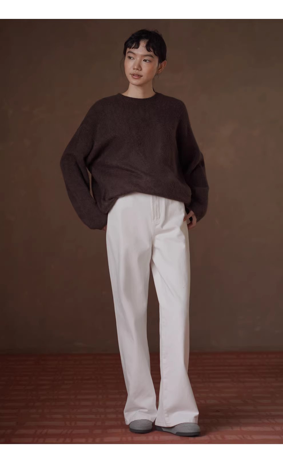 糖炒栗子毛衣高品羊絨羊毛混紡寬鬆圓領顯瘦針織上衣女,糖炒栗子毛衣高品羊絨羊毛混紡寬鬆圓領顯瘦針織上衣女,HBEW1163,糖炒栗子毛衣高品羊絨羊毛混紡寬鬆圓領顯瘦針織上衣女,質感單品,羊毛羊絨