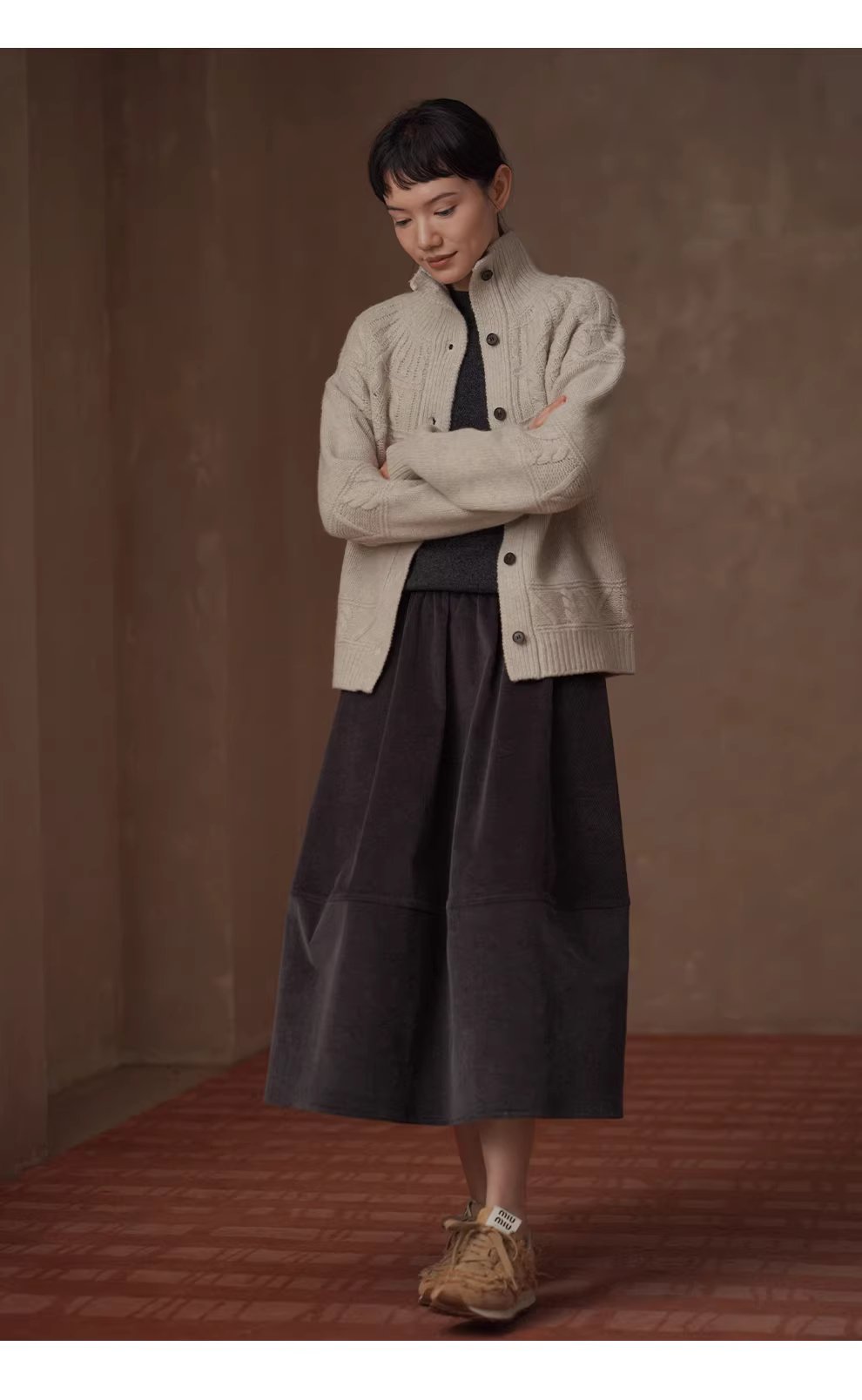 細膩坑條燈芯絨鬆緊高腰顯瘦分割剪裁通勤蓬蓬半身裙女,細膩坑條燈芯絨鬆緊高腰顯瘦分割剪裁通勤蓬蓬半身裙女,HBEW2041,細膩坑條燈芯絨鬆緊高腰顯瘦分割剪裁通勤蓬蓬半身裙女,蓬而不臃,燈芯絨